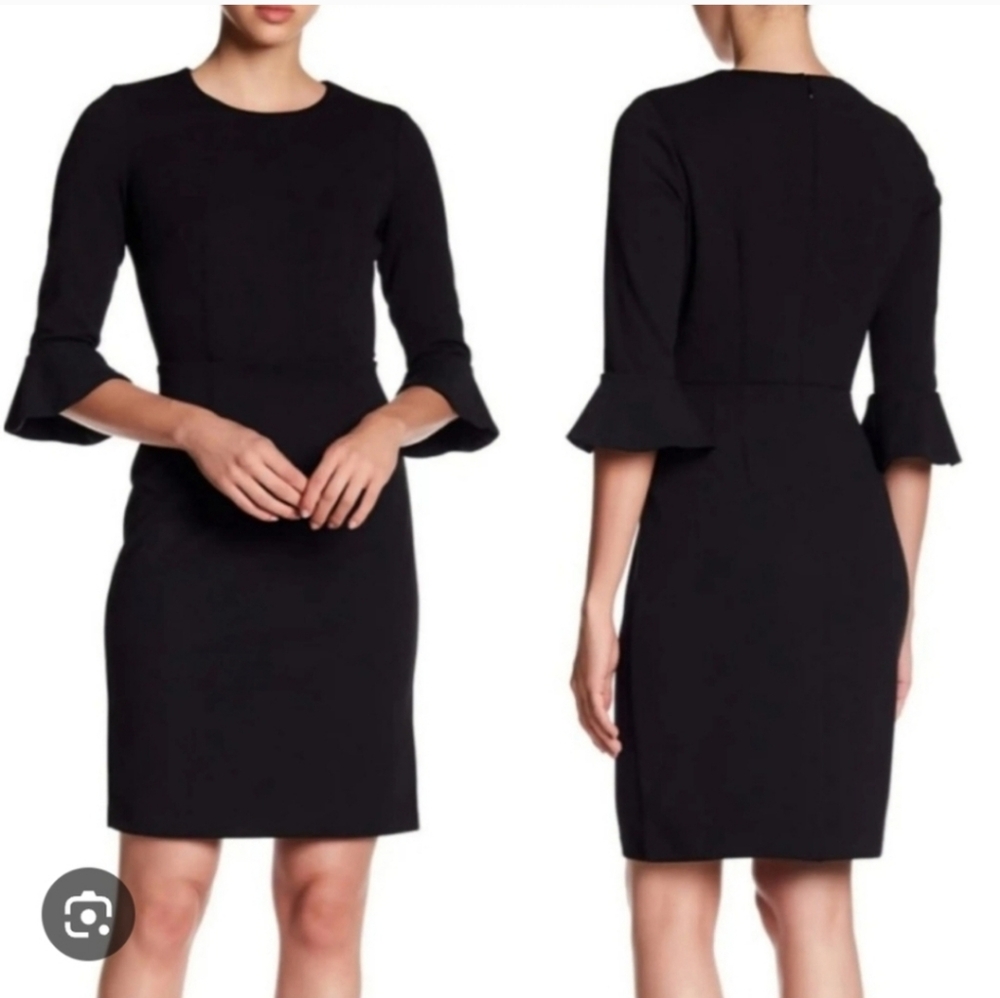Donna Morgan Black Sheath Dress with Bell Sleeves